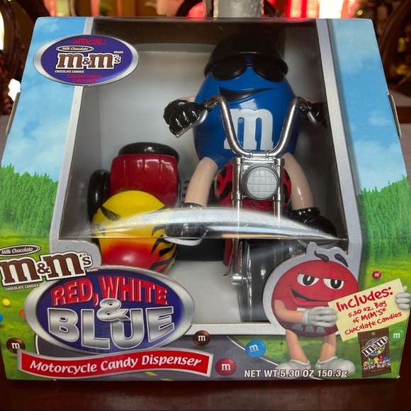 M&m’s  collectible RARE Variant flames motorcycle w/ side car  candy dispenser - Picture 3 of 10